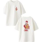 Nmg Tekstil Beyaz Oversize Pamuk Spiderman Kalem Çalışması Ön Arka Baskılı Örme T-Shirt - XS