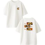 Nmg Tekstil Beyaz Oversize Pamuk Süper Mario Üçlü Ön Arka Baskılı Örme T-Shirt
