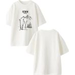 Nmg Tekstil Beyaz Oversize Pamuk Winter Kayak Dağ Ön Arka Baskılı Örme T-Shirt