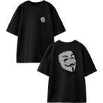 Nmg Tekstil Siyah Oversize Pamuk Çığlık Maske Ön Arka Baskılı Örme T-Shirt