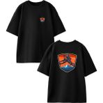 Nmg Tekstil Siyah Oversize Pamuk Dağ Bisiklet Ön Arka Baskılı Örme T-Shirt - XL