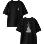 Nmg Tekstil Siyah Oversize Pamuk Gojira Ağaç Gölge Ön Arka Baskılı Örme T-Shirt