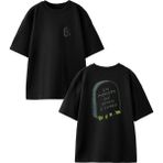 Nmg Tekstil Siyah Oversize Pamuk In Memory Mezar Taşı Ön Arka Baskılı Örme T-Shirt - XL