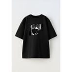 Nmg Tekstil Siyah Oversize Pamuk Kara Kartal Av Baskılı Örme T-Shirt - XS