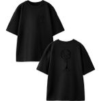 Nmg Tekstil Siyah Oversize Pamuk Opeth Siyah Ağaç Ön Arka Baskılı Örme T-Shirt