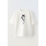 Nmg Tekstil Unisex Beyaz Oversize Pamuk At Kara Kalem Baskılı Örme T-Shirt - XL