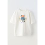Nmg Tekstil Unisex Beyaz Oversize Pamuk Dağ Seyreden Kedi Baskılı Örme T-Shirt - XS