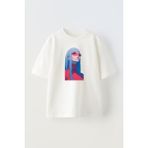 Nmg Tekstil Unisex Beyaz Oversize Pamuk Kırmızı Gözlük Beyaz Saç Anime Baskılı Örme T-Shirt
