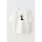 Nmg Tekstil Unisex Beyaz Oversize Pamuk Konuşan Ağaç Çınar Baskılı Örme T-Shirt