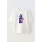 Nmg Tekstil Unisex Beyaz Oversize Pamuk Shen Çizim Baskılı Örme T-Shirt - XS