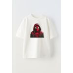 Nmg Tekstil Unisex Beyaz Oversize Pamuk Spiderman Kapşonlu Baskılı Örme T-Shirt - XS