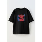 Nmg Tekstil Unisex Siyah Oversize Pamuk Spiderman Dertli Baskılı Örme T-Shirt - XL