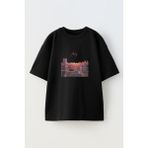 Nmg Tekstil Unisex Siyah Oversize Pamuk Spiderman Düşüyor Baskılı Örme T-Shirt - XS