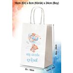 nna tasarım 50 Adet Kişiye Özel Isim Baskılı Erkek Bebek Mevlid Hediyeliği Kağıt Çanta/poşet 18x8x24 Cm(BT17-50)