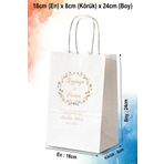nna tasarım 50 Adet Küçük Boy Tek Yön Kişiye Özel İsim Baskılı Hediyelik Kağıt Çanta/poşet 18x8x24 Cm(BT173-50)