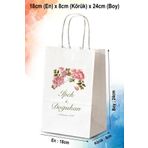 nna tasarım 50 Adet Tek Yön Kişiye Özel Isim Baskılı Hediyelik Kağıt Çanta/poşet 18x8x24 Cm (BT04-50)