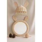 nndsgn Rattan Bambu Tavşan kulak Avize Ayna (beyaz duy Avize 30 cm Ayna kulak hariç iç ayna 25 cm
