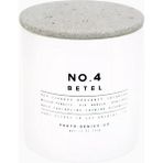 No.4 Betel Glass Candle 225G, Lüks Mat Beyaz Cam ve Mermer Beton Kapaklı Mum