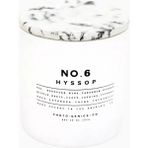 No.6 Hyssop Glass Candle 225G, Lüks Mat Beyaz Cam ve Mermer Beton Kapaklı Mum