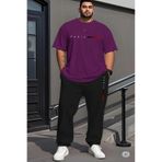NO 601 Erkek Mor T-shirt Siyah Eşofman Alt Red Paris Büyük Beden Battal Beden Takımı