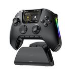 (No Drift) ManbaOne Wireless Game Controller with Interactive Screen for Windows PC/Switch/iOS/Android/Steam Deck,Hall Effect Stick and Trigger with Charging Dock(Black)