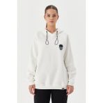 No Fear 72478 Beyaz Oversize Kapüşonlu Kadın Sweatshirt