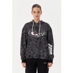 No Fear 72523 Siyah Oversize Kapüşonlu Kadın Sweatshirt