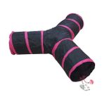 No Name Siyah - Pembe Üç Yollu Kedi Tüneli