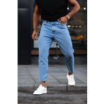 NO61 Boyfriend Rahat Kalıp Düz Renk Mavi Kot Pantolon
