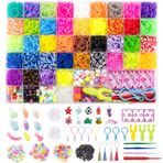 Noa Home Deco Loom bant seti, 5100+ adet Loom lastik bileklik, kendin yap bileklik, renkli halka lastik seti, kolye ucu ve aksesuarlı aksesuar, kendin yap el işi hediyesi, çocuklar, erkek ve kız