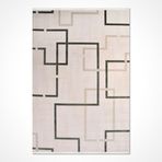Noa Krem Geometrik Modern Geometrik Etnik Desenli Boho Makinada Yıkanabilir Hafif Hav Toz Vermez Leke Tutmaz Kaymaz Taban Dijital Makine Baskı Halı Oturma Odası Salon Yolluk Koridor Mutfak Halısı