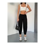 NOA LİNE Siyah Scuba Krep Kumaş Şalvar Model Balon Pantolon