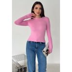 Noa Noa Kadın Parmak Geçmeli Uzun Kollu Bluz – Vücuda Oturan & Astarsız - Pembe