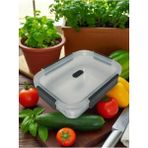 Noah Exclusive 650 ml (170 mm x 120 Mm) Cam Saklama Kabı - Borosilikat Isıya Dayanıklı - Plastik Sızdırmaz Kapaklı Siyah - Siyah - Şeffaf