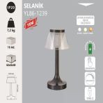 Noas Masa Lambası Selanik, Şarj Edilebilir, Dokunmatik, Type-C, Ayarlanabilir 3 Renk, 120Mmx233mm