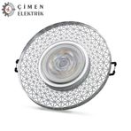 NOAS YL65 1767 İris LED Çerçeveli 4000K Yuvarlak Kristal Cam Spot Kasa - Priz ve Anahtar İçin U