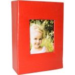 Nobbystar Kırmızı Deri 10x15cm Pencereli Fotoğraf Albümü 100 Adet Kapasiteli Ahşap Çerçeve