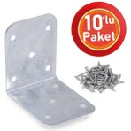 Nobel Mobilya Dolap Köşe Bağlantısı L Demir Gönye Sabitleme 40X45X45 mm (10 Adet) - 40 x 45 x 45 mm