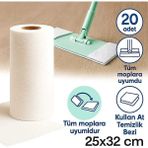 Nobera Kullan-At Temizlik Bezi – 25X32 cm | 20 Adet | Mop Uyumlu | Tekrar Kullanılabilir - Beyaz