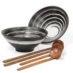 Noble Createaprototype 2 Set Sofra Takımı Ramen Kase Seramik - Porselen Erişte Kaseleri Yemek Takımları Makarna Çorbası Pho Karıştırma Salata Yemekleri Kaşıklı Aperatif Tahıl Yiyecekleri Yemek Çubukları Seti 1000 Ml Yeni Ev