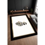 Noble Halı Dijital Baskı Gold Renkli Puantiyeli Bal Kabağı Desenli Makinada Yıkanabilir Salon ve Yolluk Halısı - 180 x 200 cm