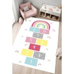 Noble Halı Dijital Baskı Seksekli Gökkuşağı Desenli Kaymaz Taban Makinada Yıkanabilir Çocuk Odası Halısı - Renkli - 180 x 200 cm
