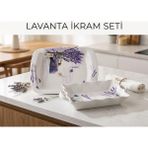Noble Life Lavanta Desenli 2 Parça Dikdörtgen Ikram ve Sunum Seti