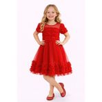 NOBLE STORE 23 Nisan 29 Ekim Gösteri Kıyafeti Kız Çocuk Kırmızı Payetli Tül Elbise NOBLE 24