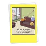 NobleWorks - 1 Mizahi Tüm Durumlar Boş Tebrik Kartı / 12,7 x 18,7 cm Zarflı - Komik Arkadaşlık Karikatür Kedi & Köpek, Erkekler, Kadınlar için Fooling Around (1 Kart) - I'm Watching You C3354OCB