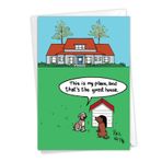 NobleWorks - 1 Yeni Ev Tebrik Kartı - Komik Yavru Köpek Karikatür, Big Doghouse Yeni Ev Kırtasiye Notecard - Köpek Yeri C9314NHG
