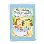 NobleWorks - Kadınlar için 1 Komik Doğum Günü Kartı - Mutlu Bday Karikatürü, Zarflı Kadın Not Kartı - Güzel Restoran C3336BDG