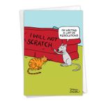 NobleWorks - Komik Yeni Yıl Karikatür Tebrik Kartı 5 x 7 İnç Zarflı (1 Kart) NYE Tatil Kırtasiye Hediyesi Yetişkinler için - Cat Resoutions C4521NYG