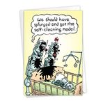 NobleWorks, Robot Ebeveynler - Komik Bebek Tebrikler Kartı - Arkadaşlar için Yenidoğan Tebrikler Hediyesi, Karikatür Sanatı C7238BBG