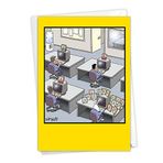 NobleWorks - Zarflı Komik İş Yıldönümü Kartı - Karikatür Tavşan Mizahı, Çalışan ve İş Arkadaşı Tanıma - Tavşan İşçisi C3349ANG-WA